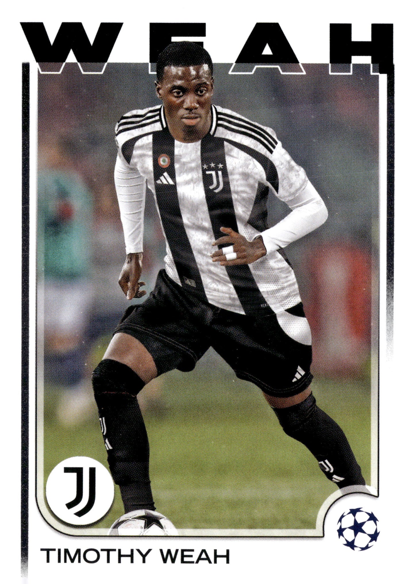 2024-25 Topps UEFA Club Competitions #88 Timothy Weah Juventus Forward Soccer Card - single item listing, image for visual reference only