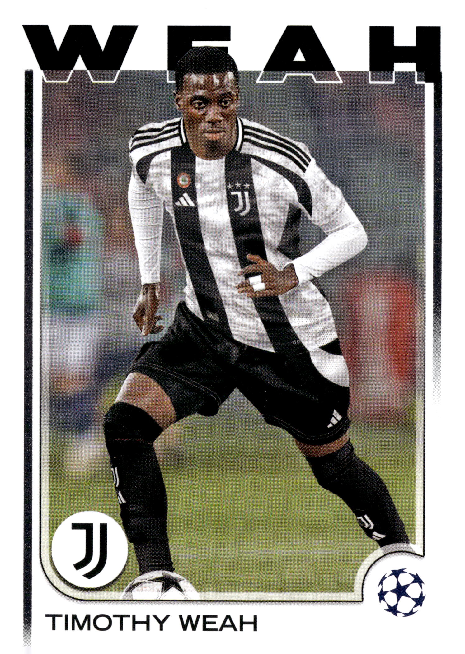 2024-25 Topps UEFA Club Competitions #88 Timothy Weah Juventus Forward Soccer Card - single item listing, image for visual reference only