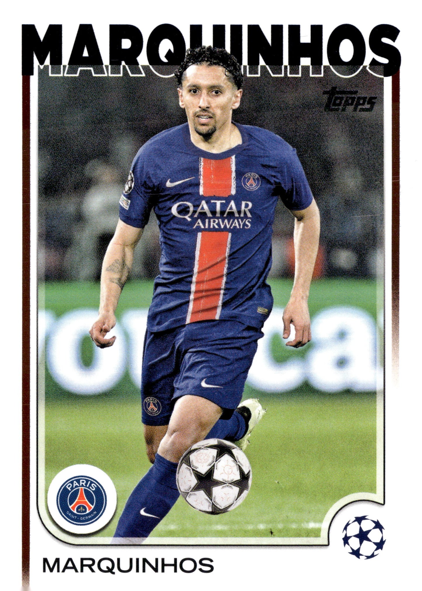 2024-25 Topps UEFA Club Competitions #110 Marquinhos – PSG Defender Soccer Card - single item listing, image for visual reference only