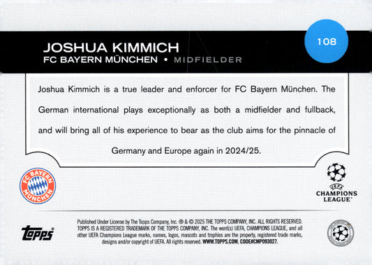 2024-25 Topps UEFA Club Competitions #108 Joshua Kimmich FC Bayern München Soccer Card