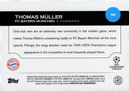2024-25 Topps UEFA Club Competitions #99 Thomas Müller FC Bayern München Forward