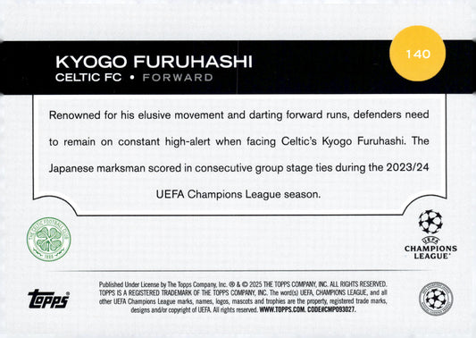 2024-25 Topps UEFA Club Competitions #140 Kyogo Furuhashi Celtic FC Forward Soccer Card