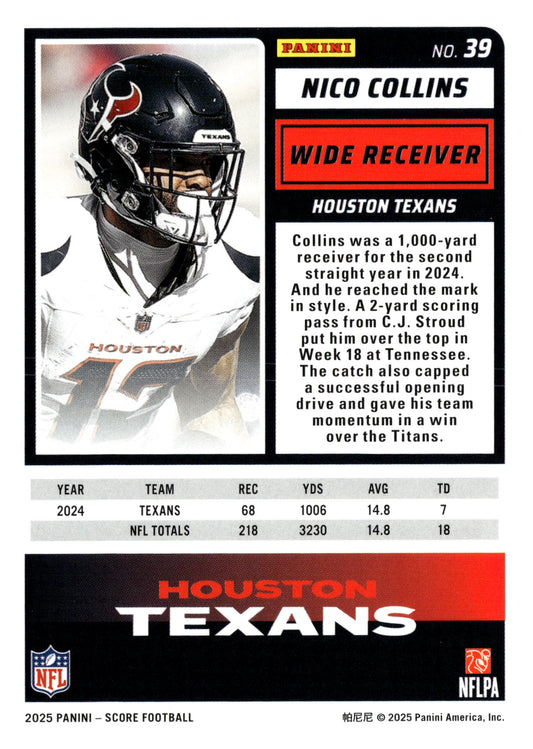 2025 Score-A-Treat #39 Nico Collins - single item listing, image for visual reference only