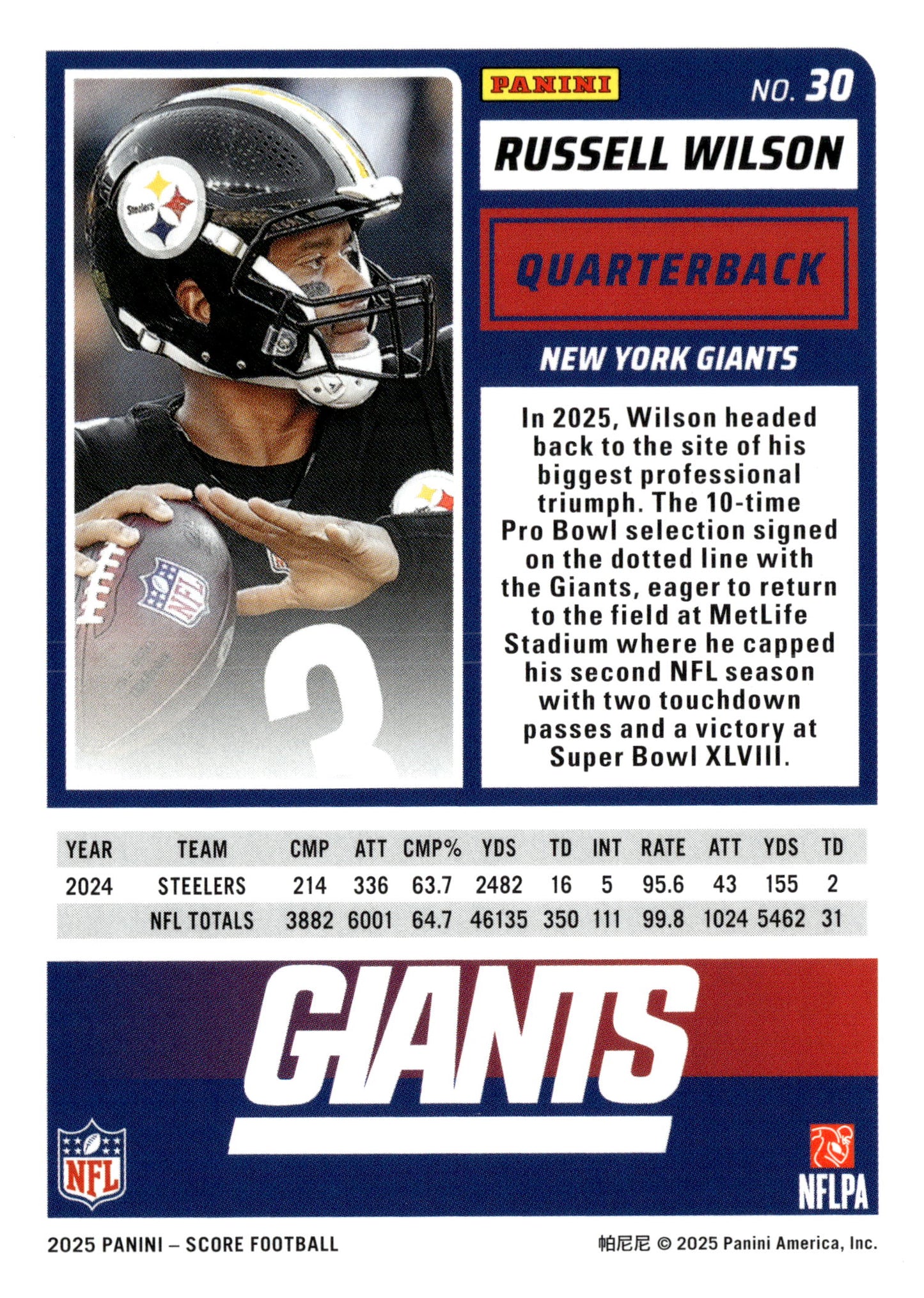 2025 Score-A-Treat #30 Russell Wilson - single item listing, image for visual reference only