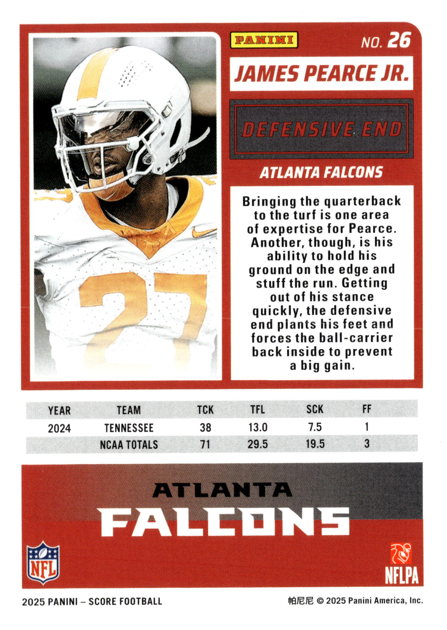 2025 Score-A-Treat #26 James Pearce Jr. - single item listing, image for visual reference only