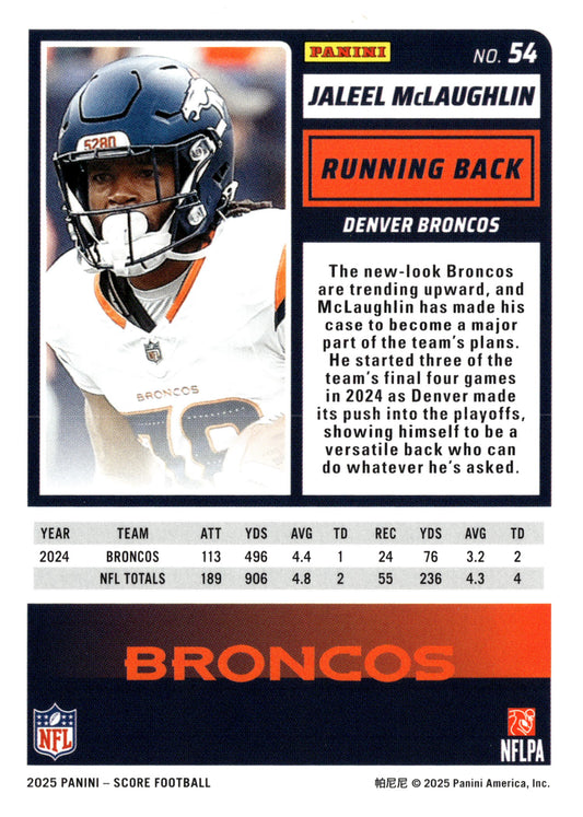 2025 Score-A-Treat #54 Jaleel McLaughlin - single item listing, image for visual reference only