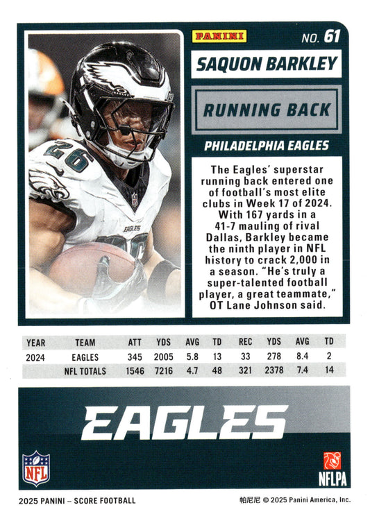2025 Score-A-Treat #61 Saquon Barkley - single item listing, image for visual reference only