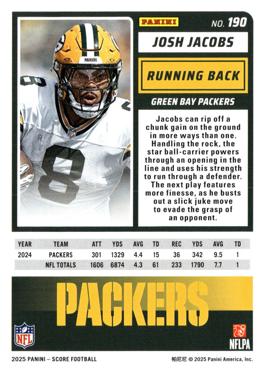 2025 Score-A-Treat #190 Josh Jacobs - single item listing, image for visual reference only