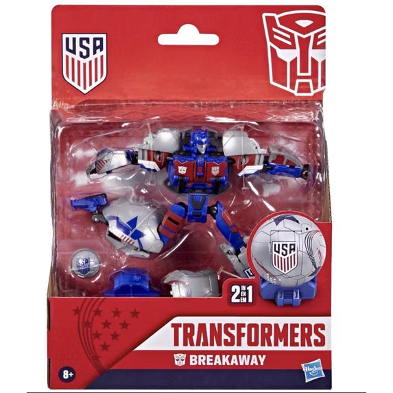 Transformers US Soccer Federation Breakaway 5.5-inch action figure with mini soccer ball accessory