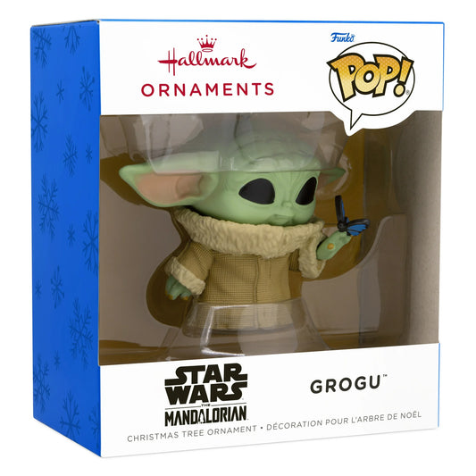 Hallmark Star Wars the Mandalorian Grogu FUNKO POP! Christmas Ornament with Butterfly - single item listing, image for visual reference only