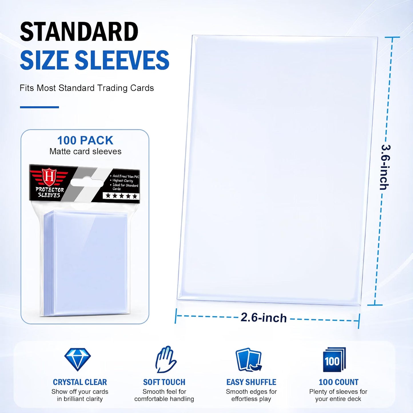 Homthy Clear Penny Card Sleeves Standard Size 100 Pack