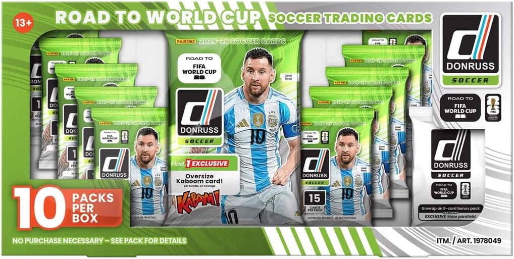2026 Panini Donruss Soccer Road to the FIFA World Cup collection box with oversized KABOOM card
