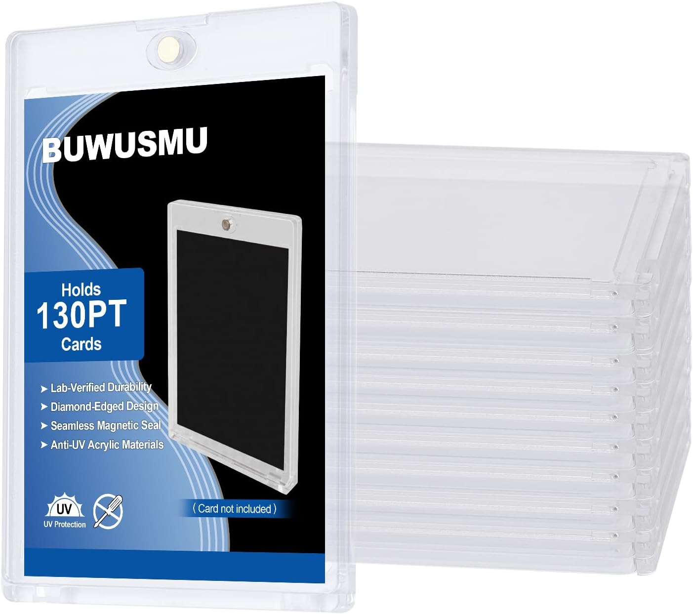 130pt Acrylic Magnetic Card Holder - One Touch Clear Sports Card Protector - 1 Unit