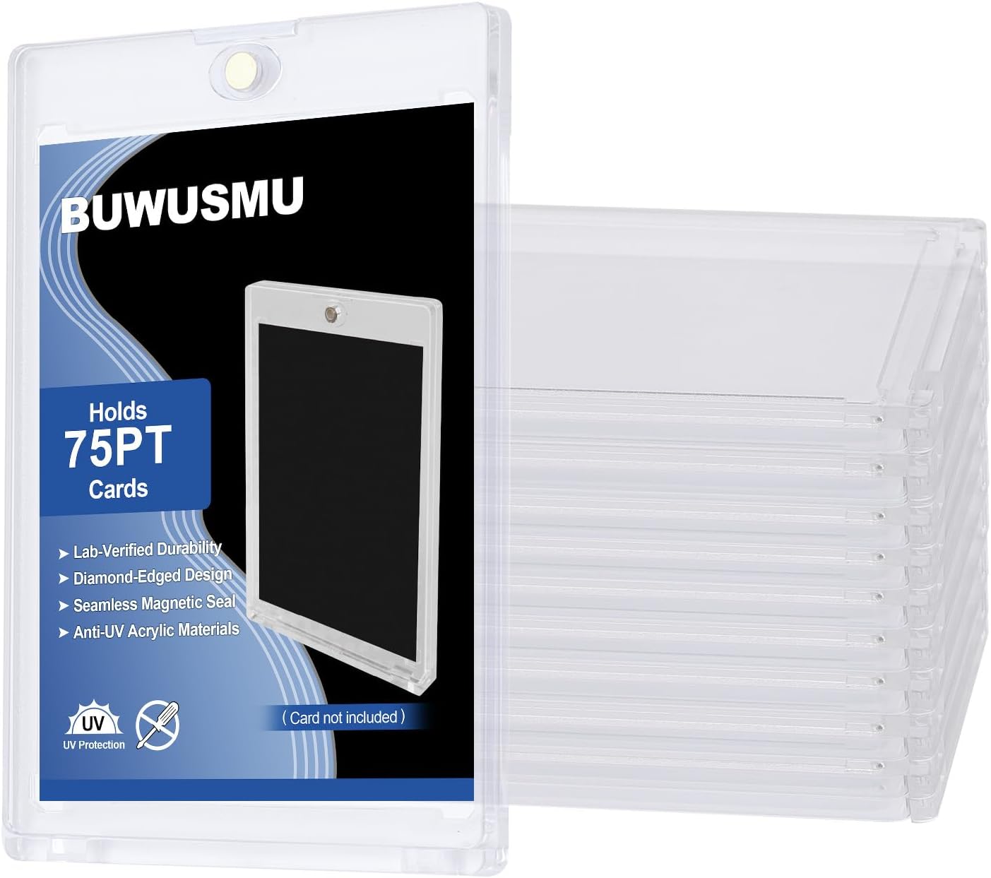 Single clear 75pt acrylic magnetic card holder for sports, baseball, and trading cards