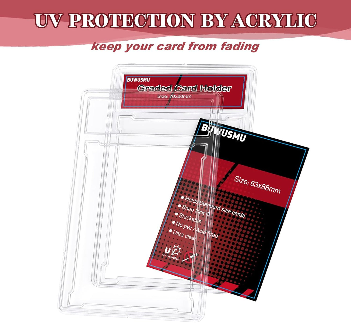 1 Pc 35PT Acrylic Card Holder with Label Slot for TCG & Sports Cards