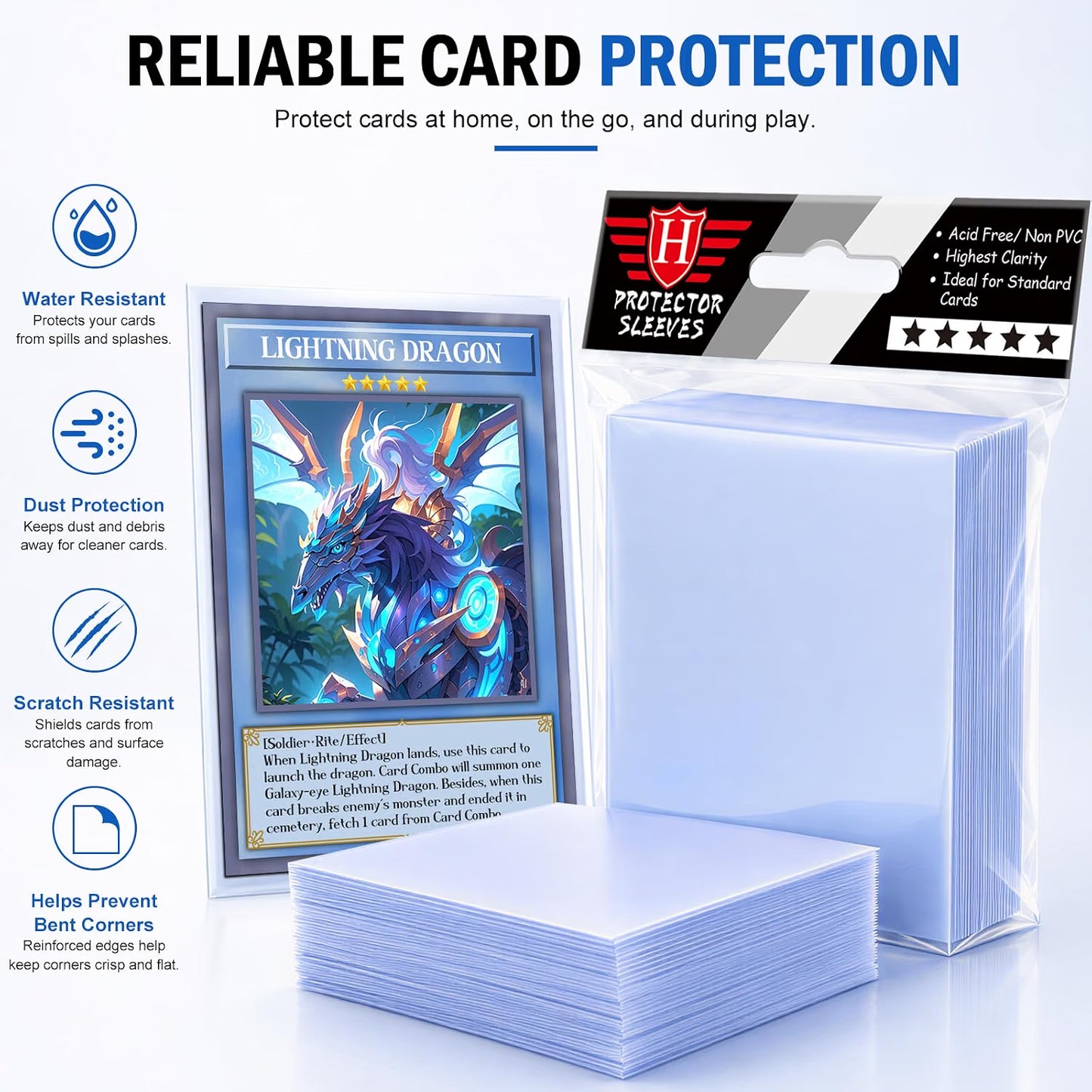 Homthy Clear Penny Card Sleeves Standard Size 100 Pack