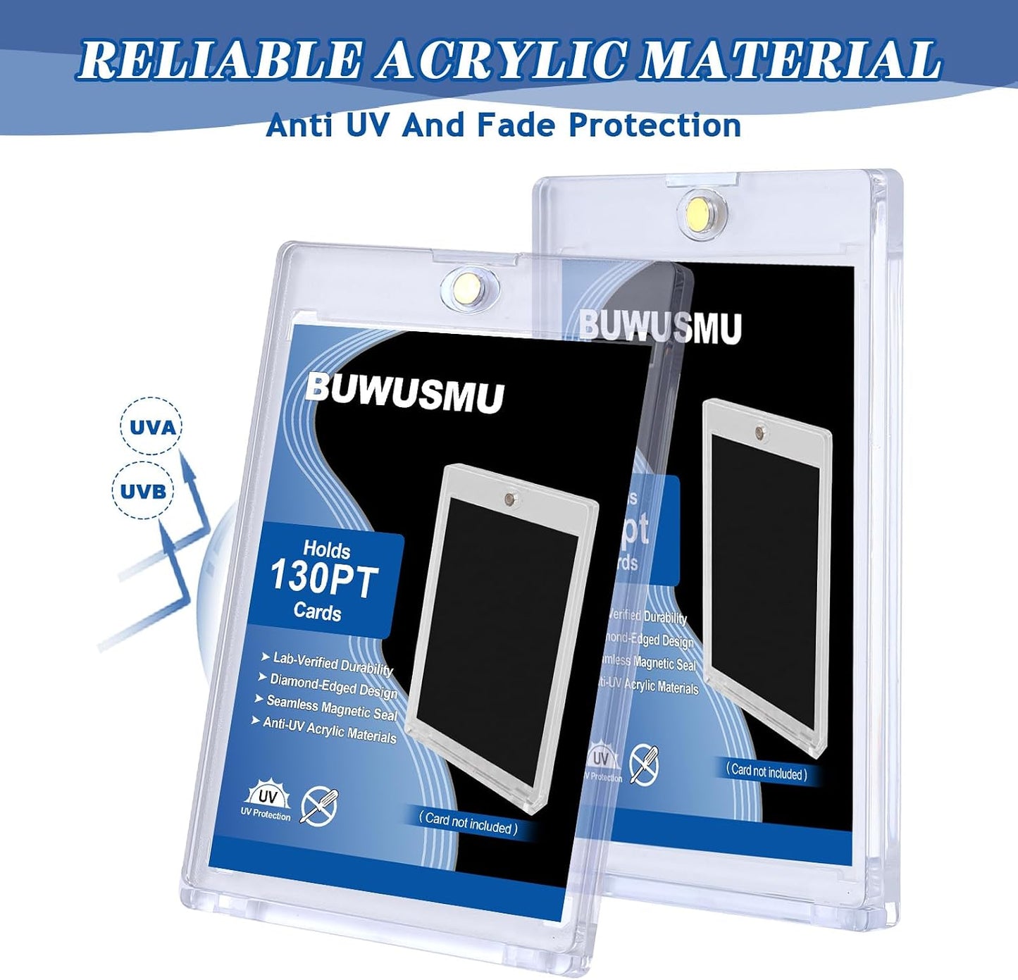 130pt Acrylic Magnetic Card Holder - One Touch Clear Sports Card Protector - 1 Unit