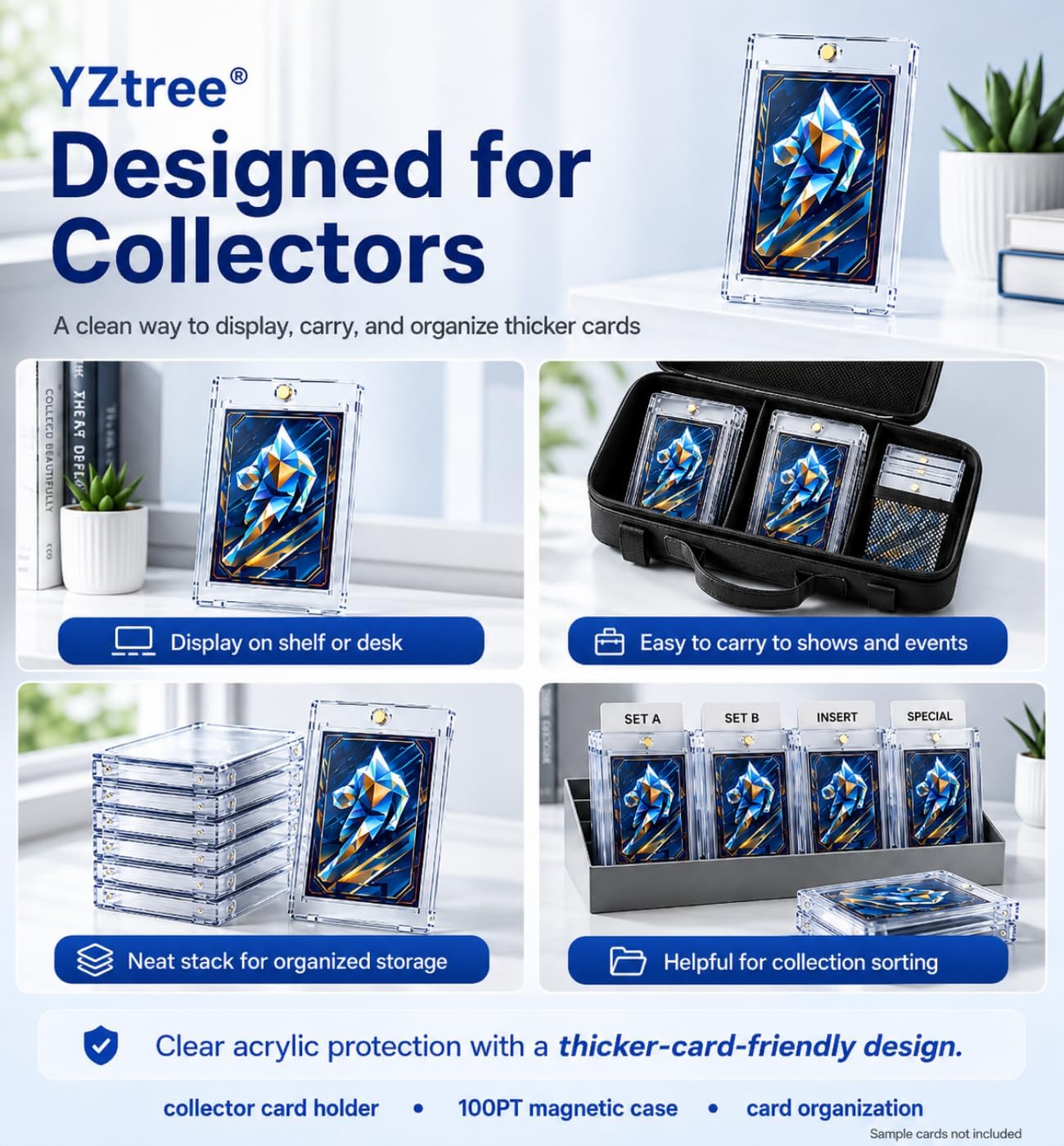 YZtree 100pt One-Touch Magnetic Card Holder with U-V Protection