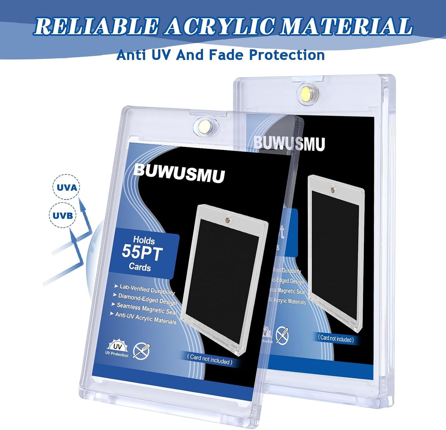55pt Acrylic Magnetic Card Holder - One Touch Clear Sports Card Protector - 1 Unit