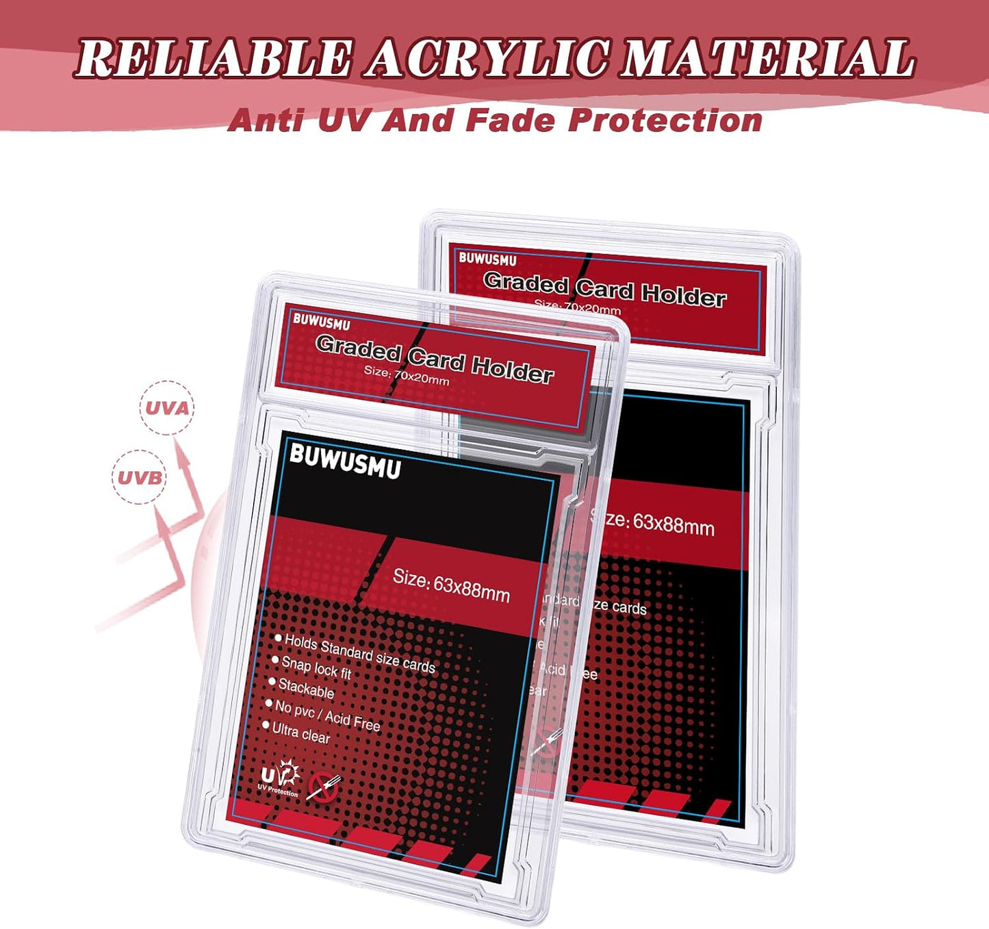 1 Pc 35PT Acrylic Card Holder with Label Slot for TCG & Sports Cards