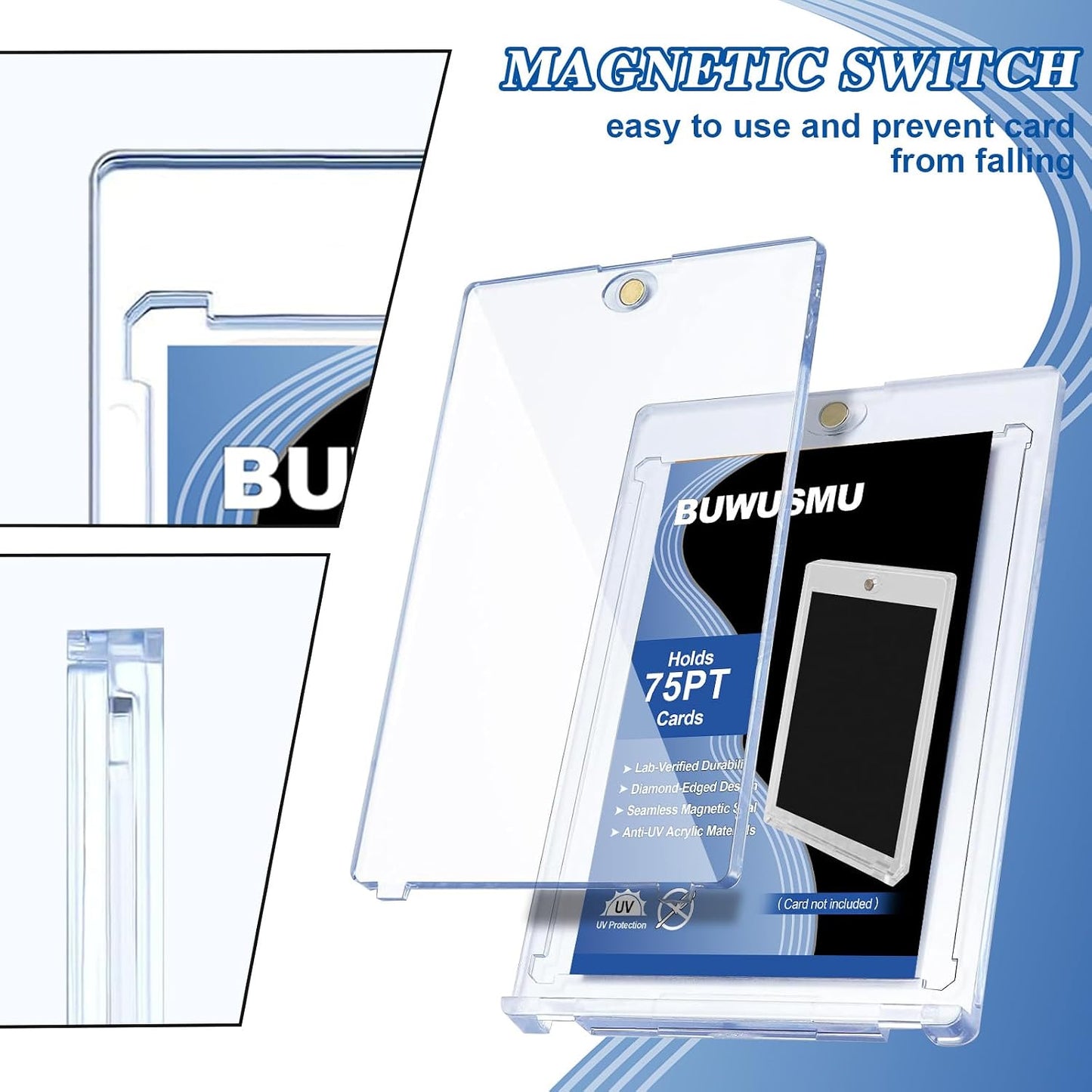 75pt Acrylic Magnetic Card Holder - One Touch Clear Sports Card Protector - 1 Unit