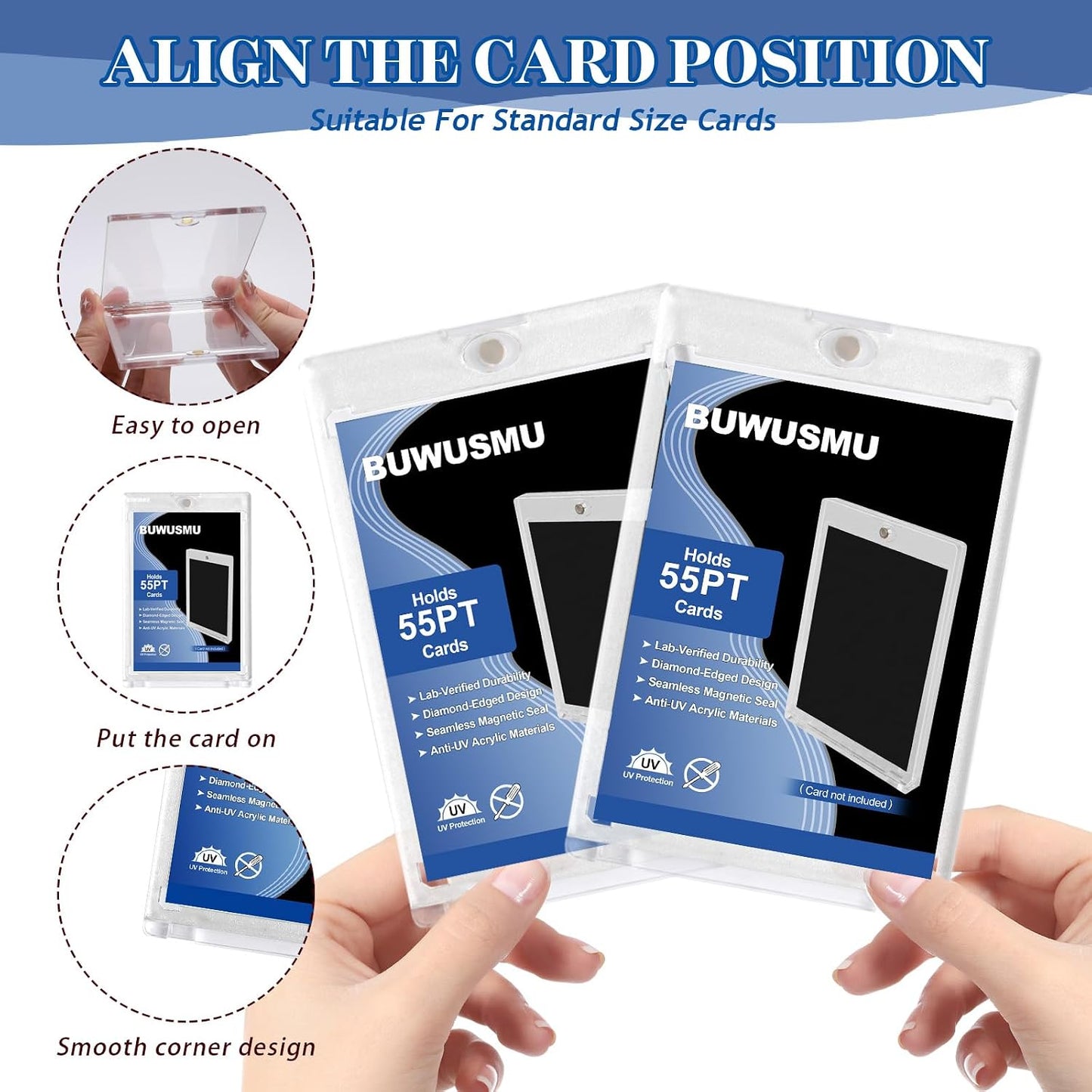 55pt Acrylic Magnetic Card Holder - One Touch Clear Sports Card Protector - 1 Unit