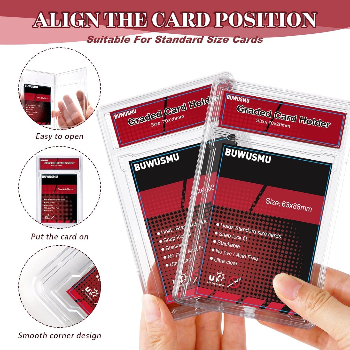 1 Pc 35PT Acrylic Card Holder with Label Slot for TCG & Sports Cards