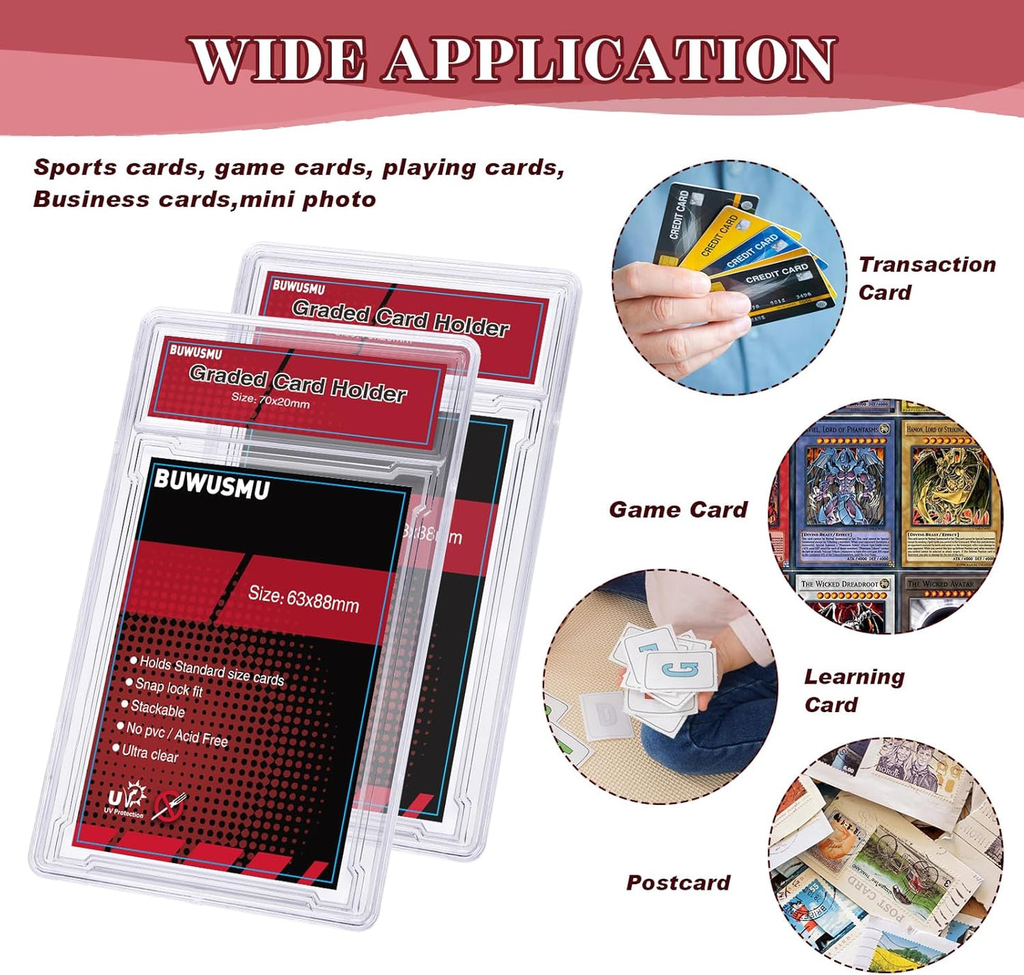 1 Pc 35PT Acrylic Card Holder with Label Slot for TCG & Sports Cards
