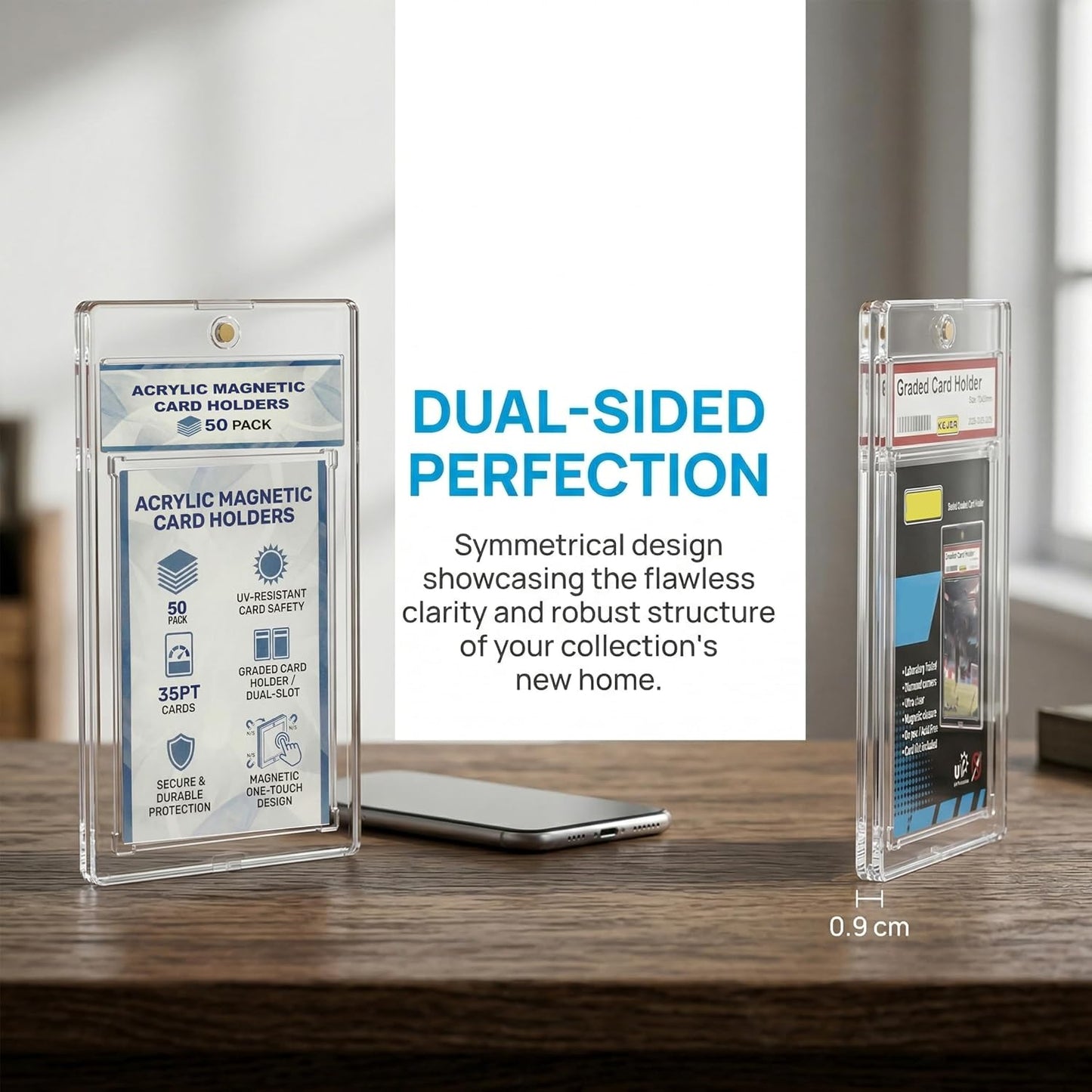 35PT Magnetic Acrylic Card Holder with Label Slot – Single Unit