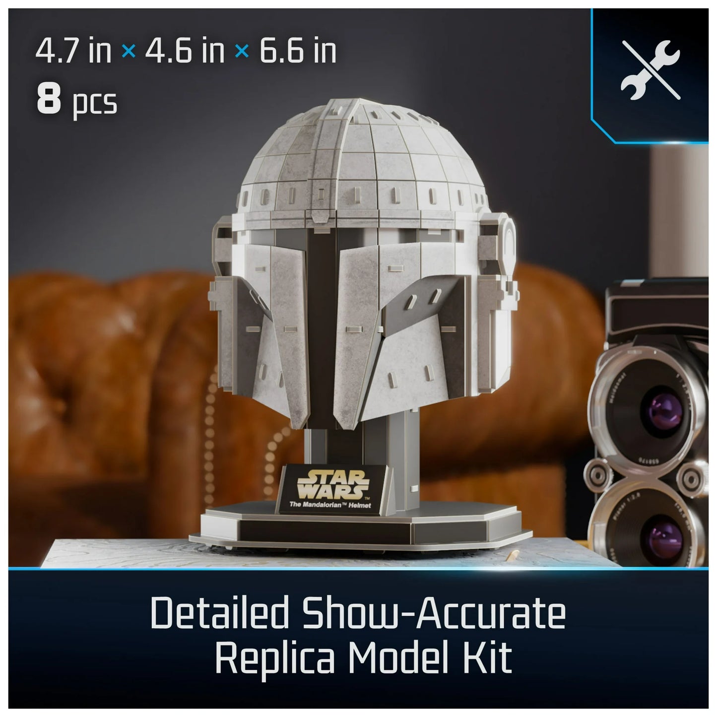 4D Build Star Wars The Mandalorian Boba Fett Helmet 3D Paper Model Kit - 100 Pieces