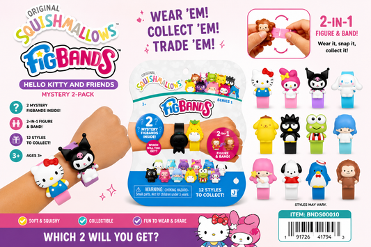Squishmallow Fig Bands Mystery Pack Hello Kitty and Friends 2-Count Blind Bag