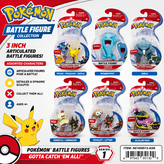 Pokemon 3 Inch Battle Collection Figure Assorted Character