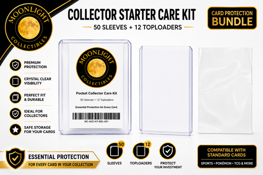 Collector Starter Care Kit – 50 Sleeves + 12 Toploaders Card Protection Bundle - Trading Card Bundle