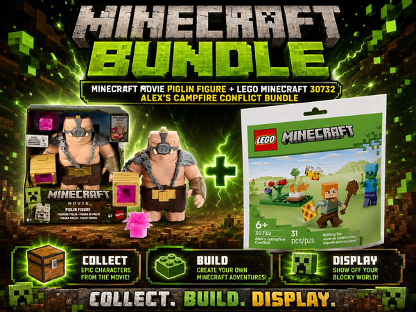Minecraft Battle Mode Great Hog Action Figure + LEGO Minecraft Alex’s Campfire Conflict 30732 Bundle