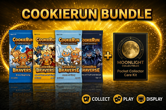 CookieRun Braverse TCG Sets 1-4 Booster Pack + Collector Starter Care Kit Bundle
