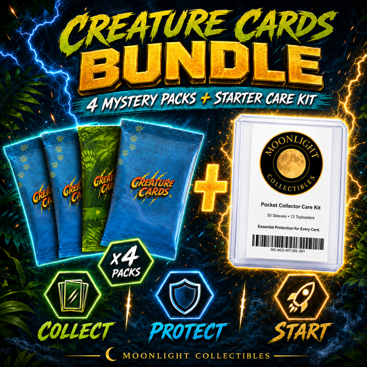 Creature Cards Series 1 Mystery Pack Bundle – 4 Packs + Collector Starter Care Kit