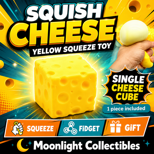 Squish Cheese Yellow Squeeze Toy Single Cheese Cube 12 Unit Box