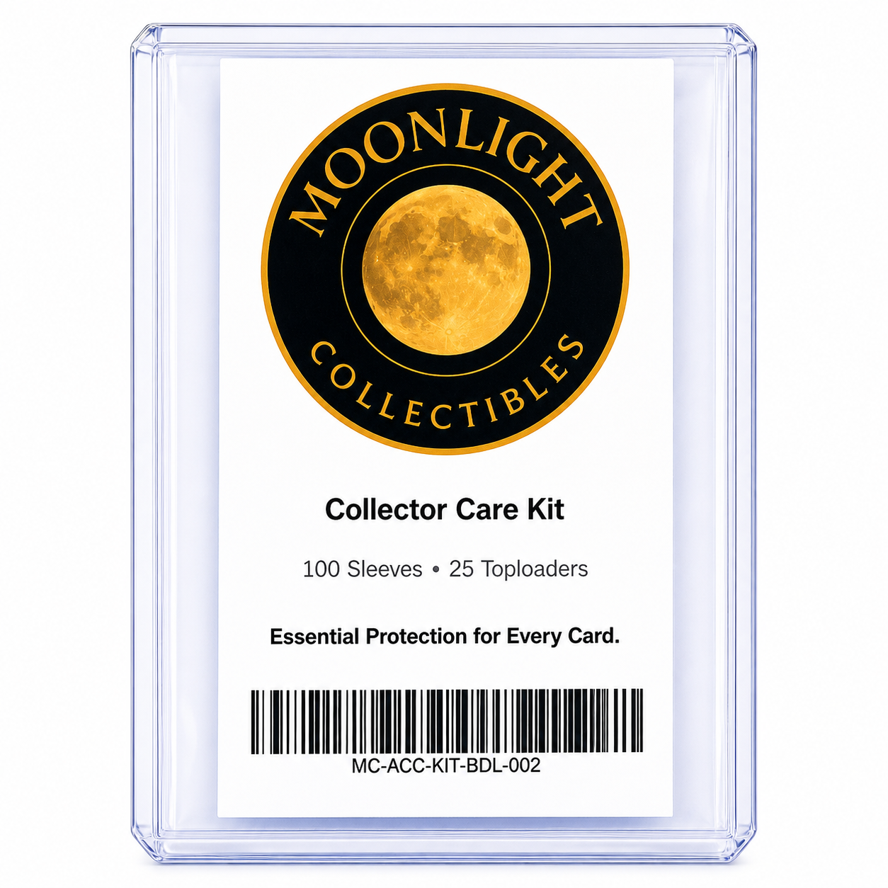 Collector Care Kit – 100 Sleeves + 25 Toploaders Card Protection Bundle - Moonlight Collectibles product image