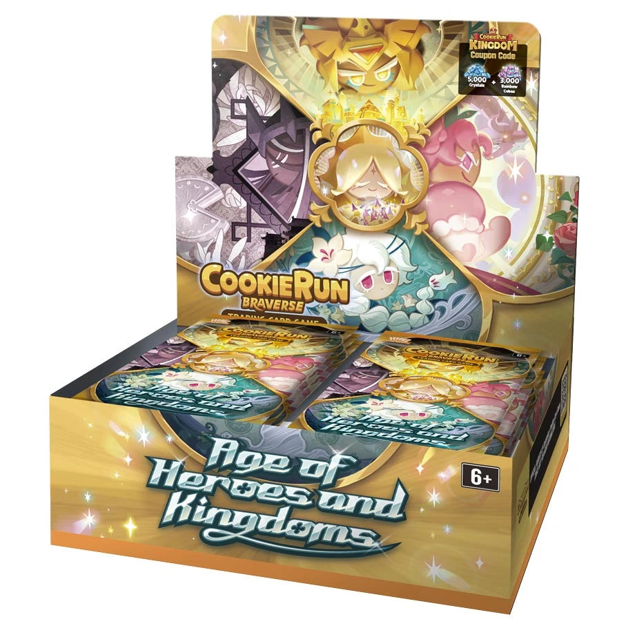 CookieRun TCG Set 2 Age of Heroes and Kingdoms booster display containing 28 packs