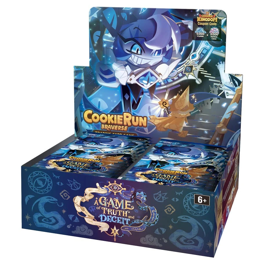 CookieRun TCG Set 4 A Game of Truth and Deceit booster display containing 28 packs