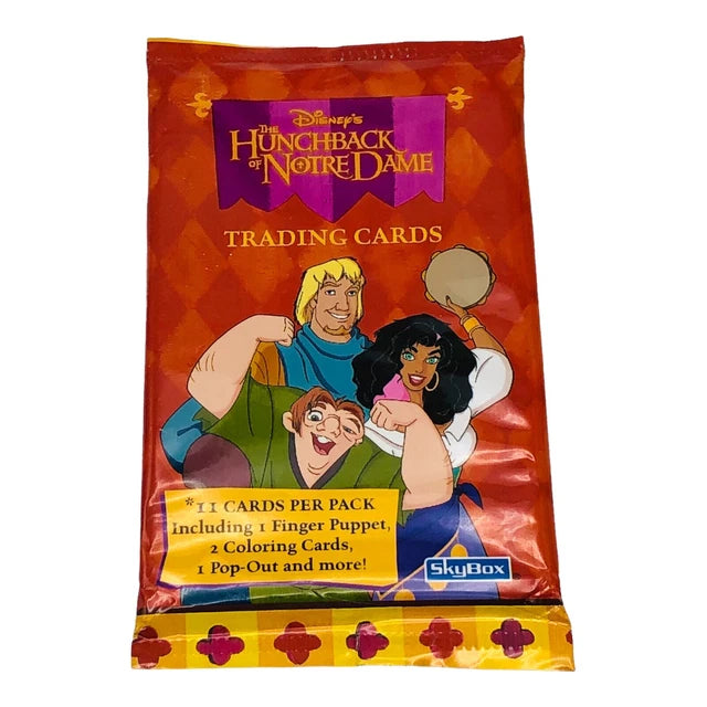 Sealed 1996 SkyBox Disney's The Hunchback of Notre Dame premium jumbo trading card pack containing 11 cards