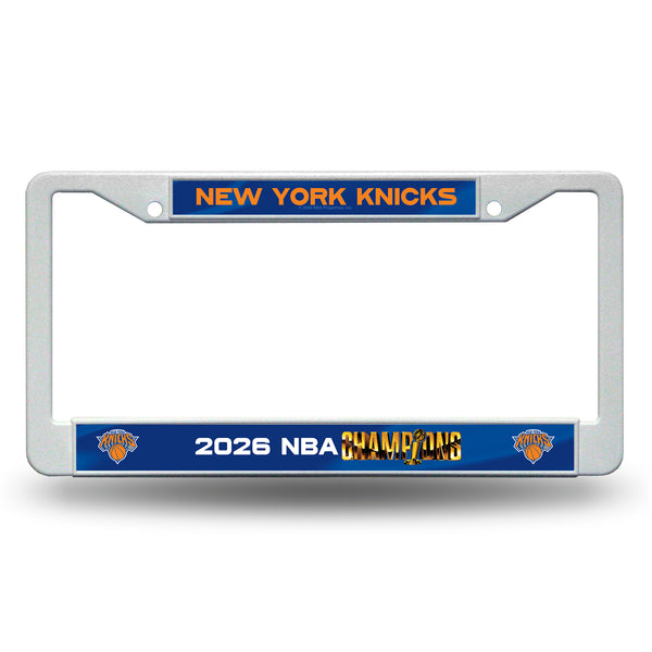 New York Knicks 2026 NBA Champions printed insert displayed in a white plastic frame