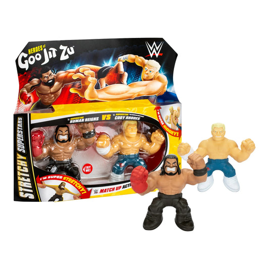 Heroes of Goo Jit Zu WWE Superstars Roman Reigns and Cody Rhodes stretchy action figure 2-pack