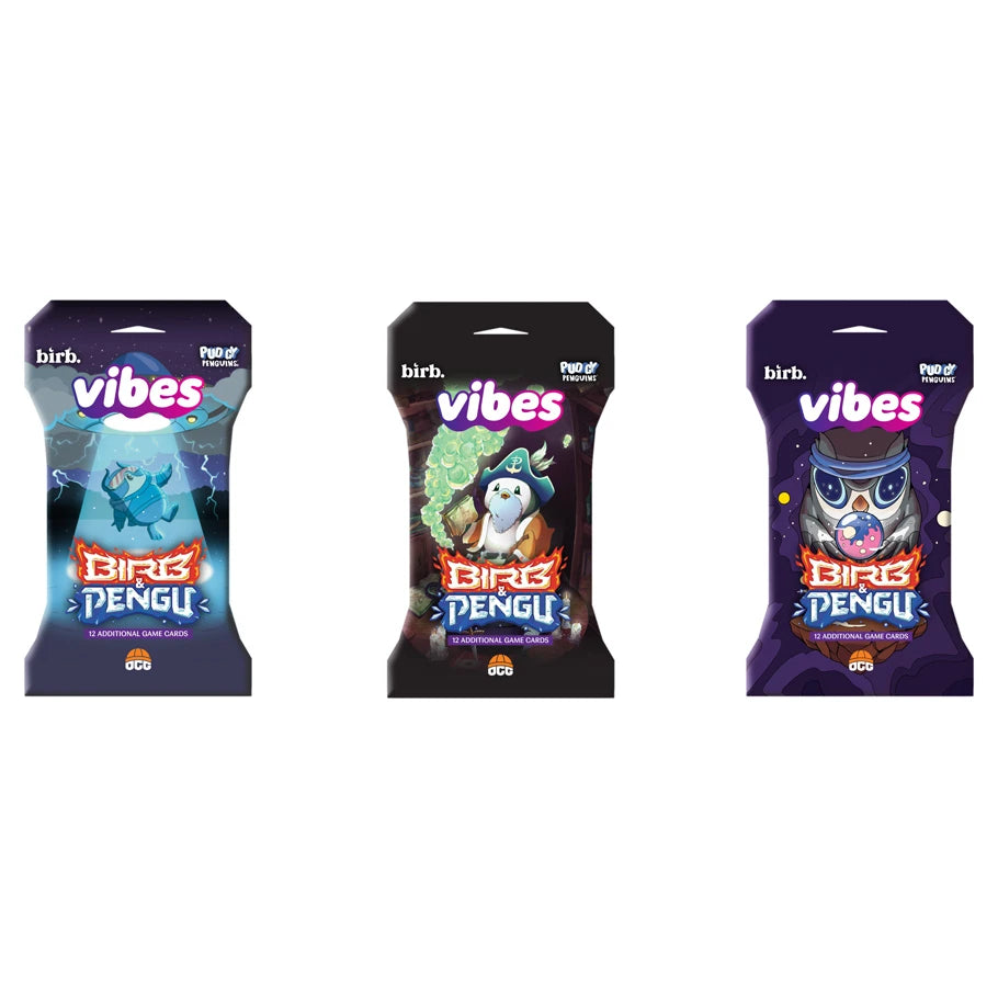 Vibes TCG Set 3 Birb and Pengu 1st Edition blister packs with one random single pack included