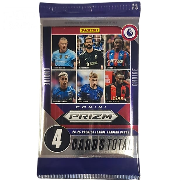 2024-25 Panini Prizm Premier League soccer trading card pack containing four cards