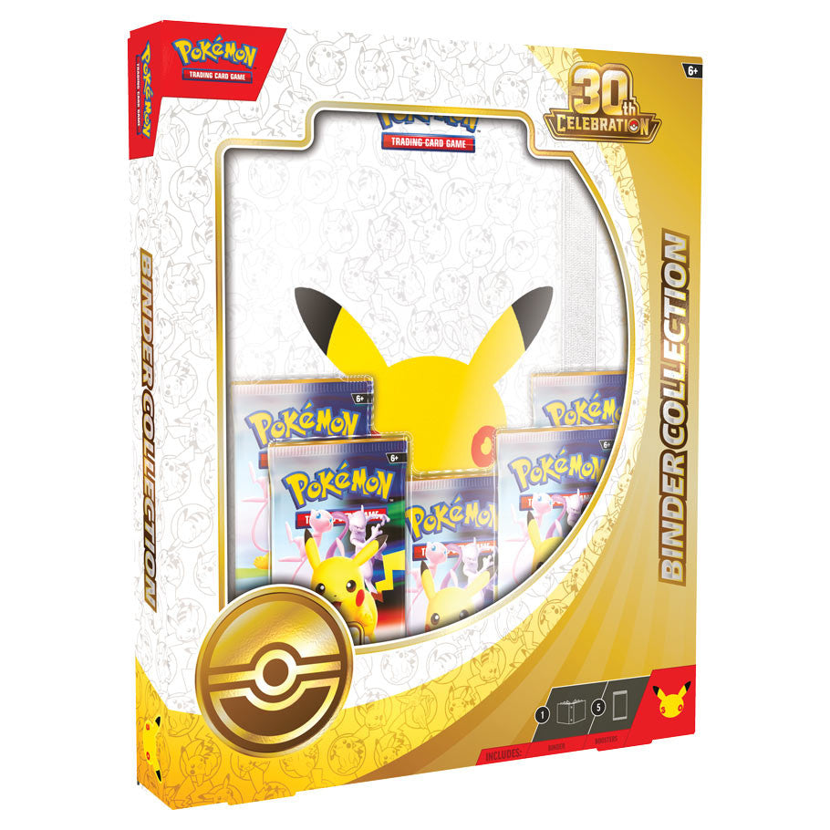 Pokémon TCG 30th Celebration Binder Collection with themed 9-pocket binder and booster packs