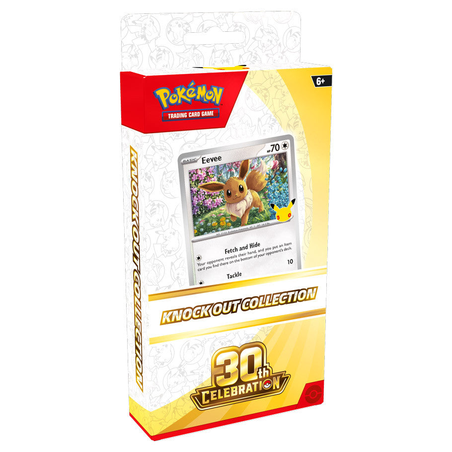 Pokémon TCG 30th Celebration Knock Out Collection with Eevee foil card coin and booster packs