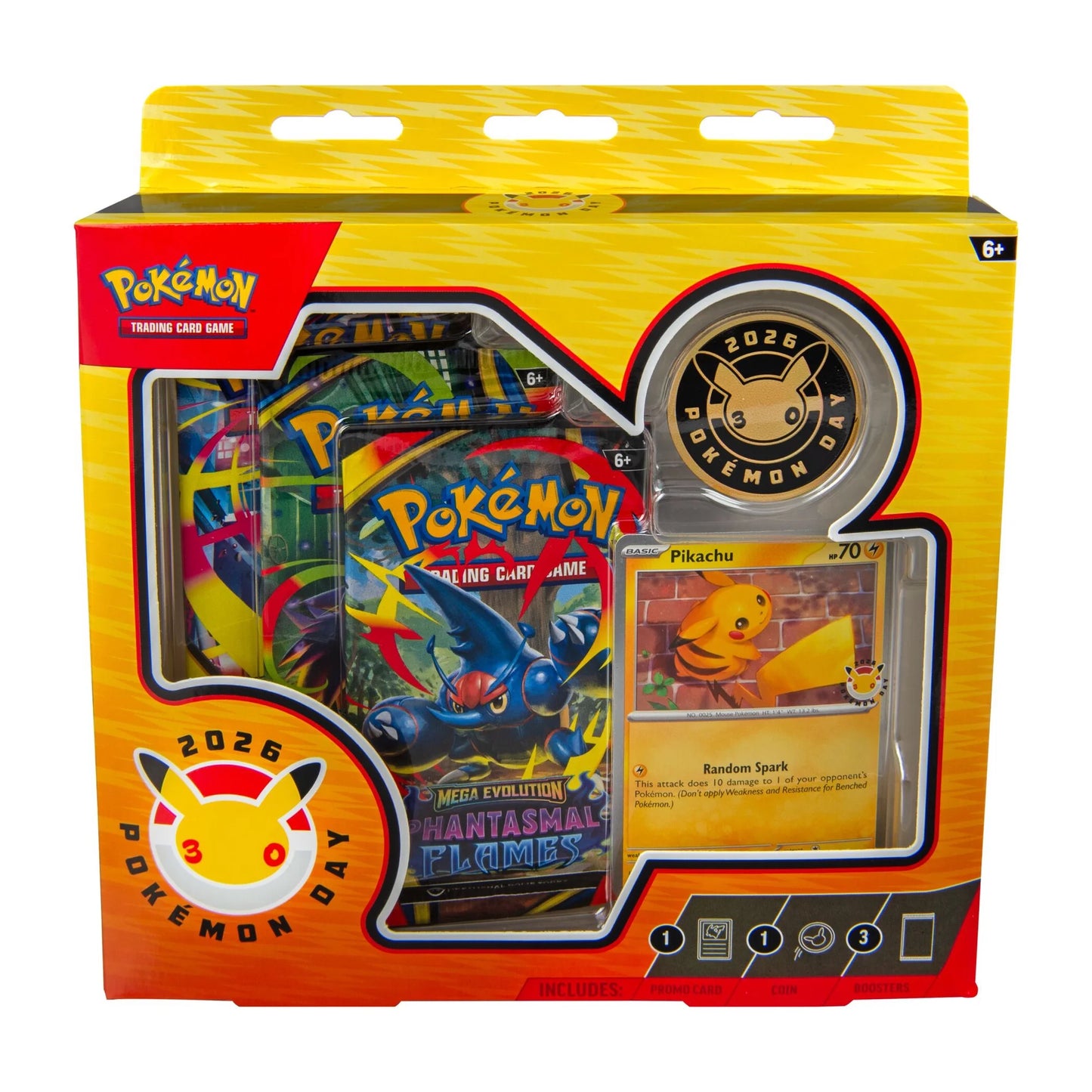 Pokémon TCG Pokémon Day 2026 Collection Pikachu Promo Coin & 3 Booster Packs