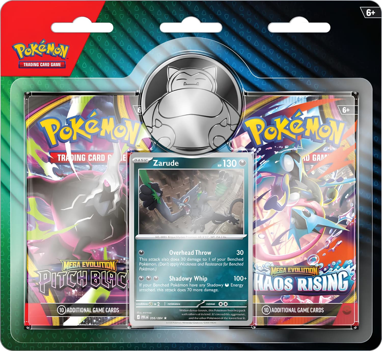 Sealed Pokémon TCG Zarude 056/084 Cosmos Holo 2-pack blister with Pitch Black and Chaos Rising booster packs