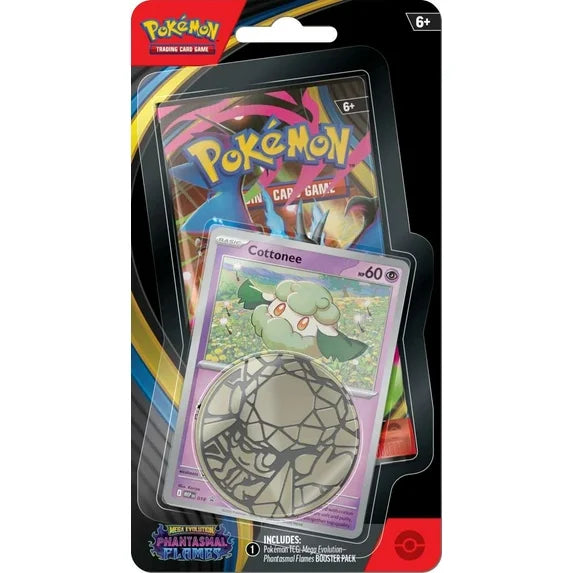 Pokémon Mega Evolution Phantasmal Flames Cottonee Checklane Blister Pack – Booster, Promo & Coin - Sealed - Moonlight Collectibles product image